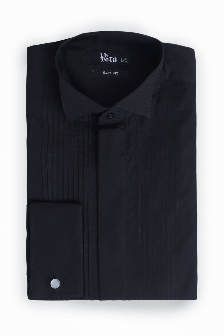 Black Double Cuff Tuxedo Dress Shirt
