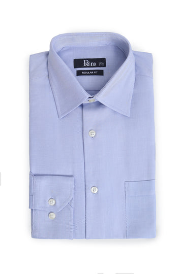 Blue Twill Weave Formal Shirt - Soft Luxury Finish