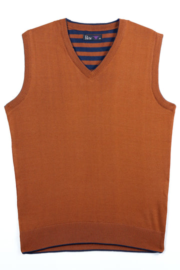 Mustard V Neck Sleeveless Sweater