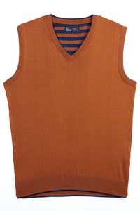 Mustard V Neck Sleeveless Sweater