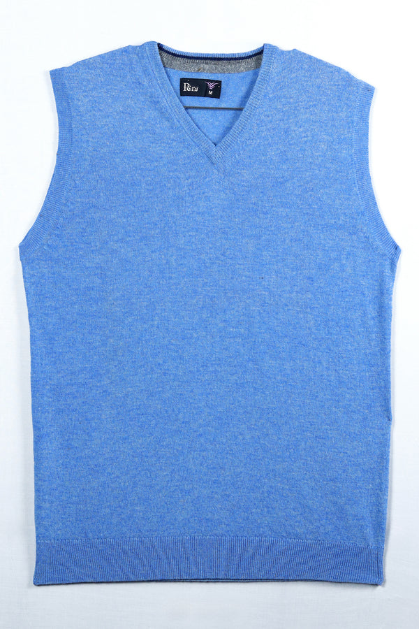 100% Lambswool Sleeveless Sweater - Sky Blue
