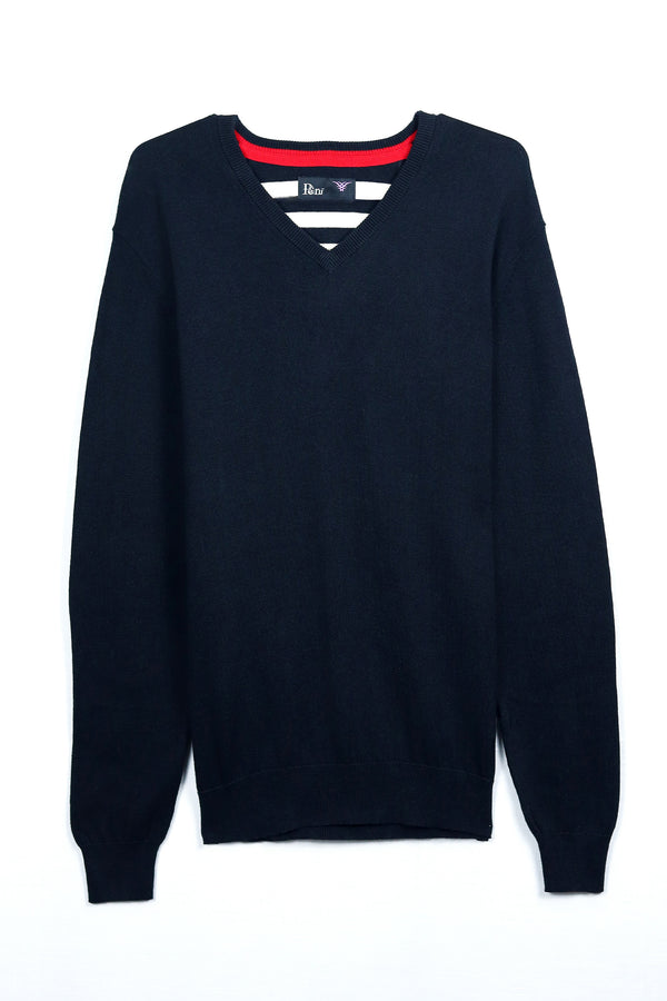 Navy V Neck Full Sleeve Sweater