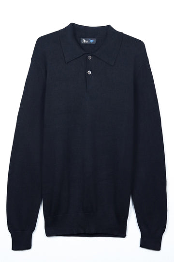 Classic Black 2 Button Polo Sweater