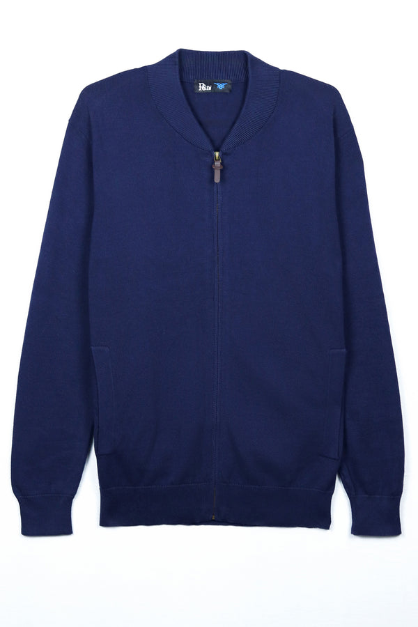 Navy Full Zipper Sweater