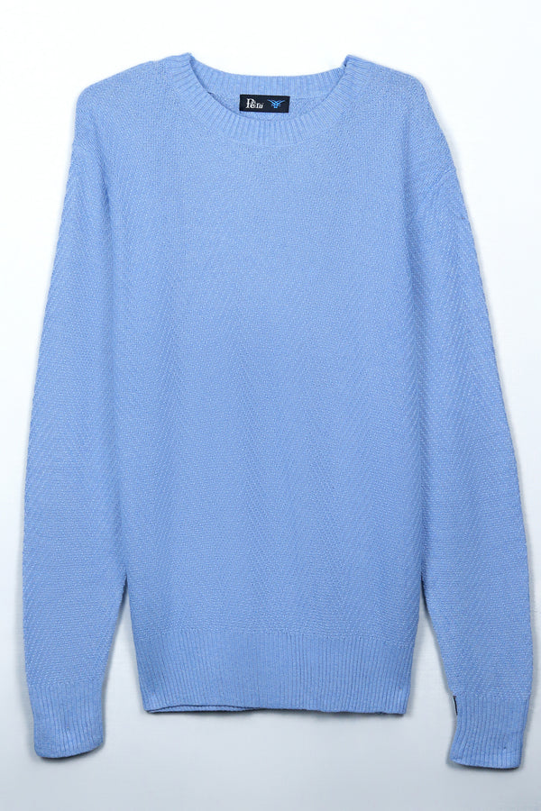Sky Blue Round Neck Full Sleeve Sweater