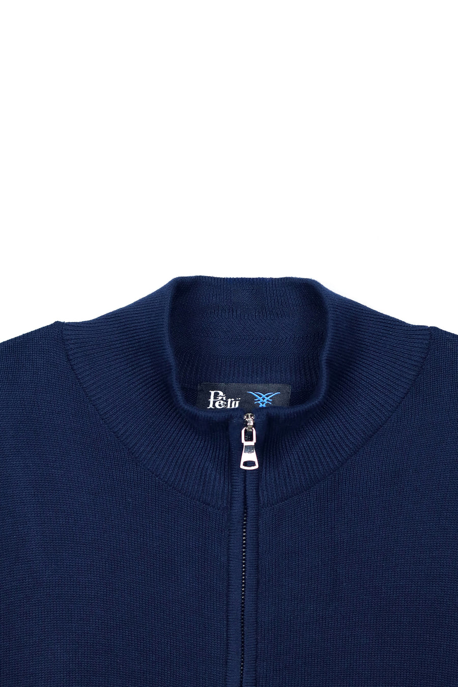 Classic Full Zip Mock Neck Sweater - Blue