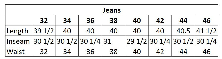 Size Chart