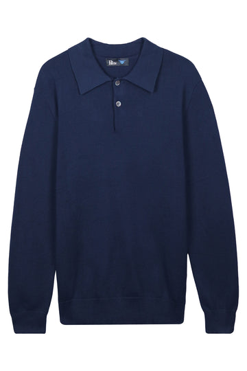 Classic Navy 2 Button Polo Sweater