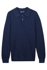 Classic Navy 2 Button Polo Sweater