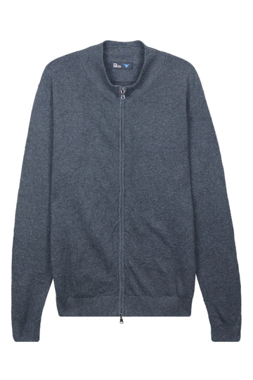 Classic Full Zip Mock Neck Sweater - Dark Grey