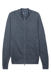 Classic Full Zip Mock Neck Sweater - Dark Grey