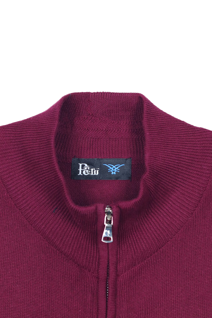 Classic Full Zip Mock Neck Sweater - Maroon