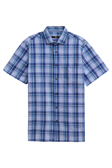 Blue & White Cotton Linen Shirt