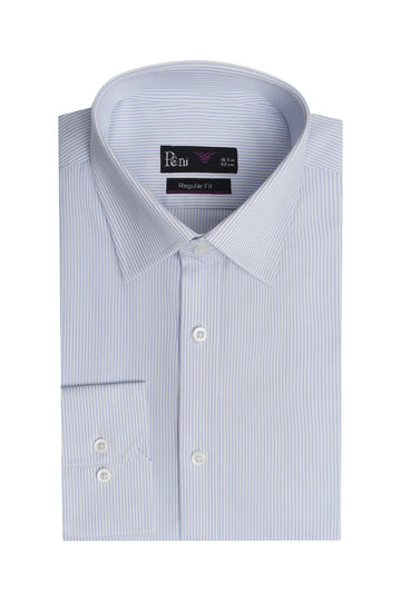 White & Blue Stripe Dress Shirt - Soft Luxury Finish