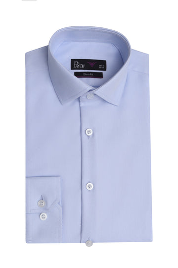 Light Blue Slim Fit Dress Shirt – Soft Luxury Finish