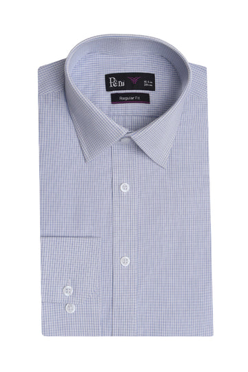 White & Blue Regular Fit Dress Shirt – Soft Luxury Finish