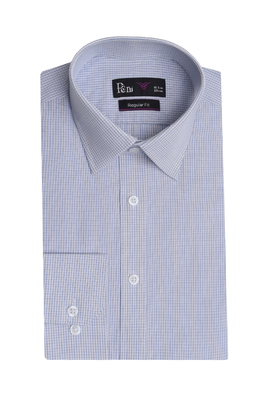 White & Blue Regular Fit Dress Shirt – Soft Luxury Finish