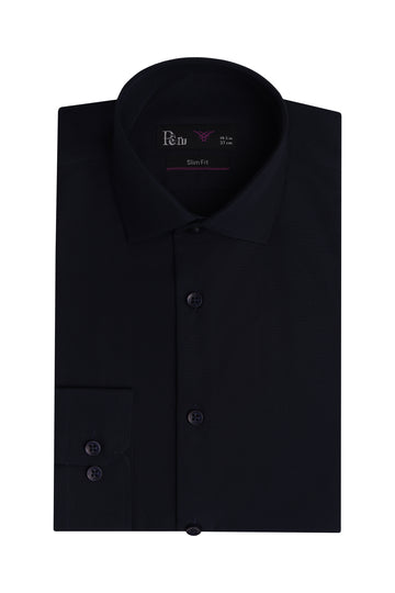 Black Slim Fit Dress Shirt – Soft Luxury Finish