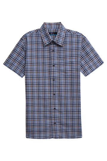 White & Brown Linen Blend Shirt