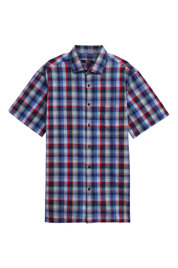 Red & Blue Cotton Linen Shirt