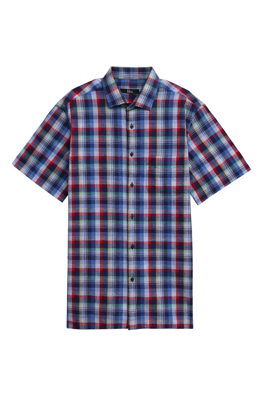 Red & Blue Cotton Linen Shirt