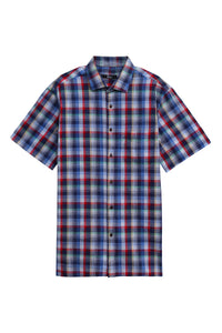 Red & Blue Cotton Linen Shirt