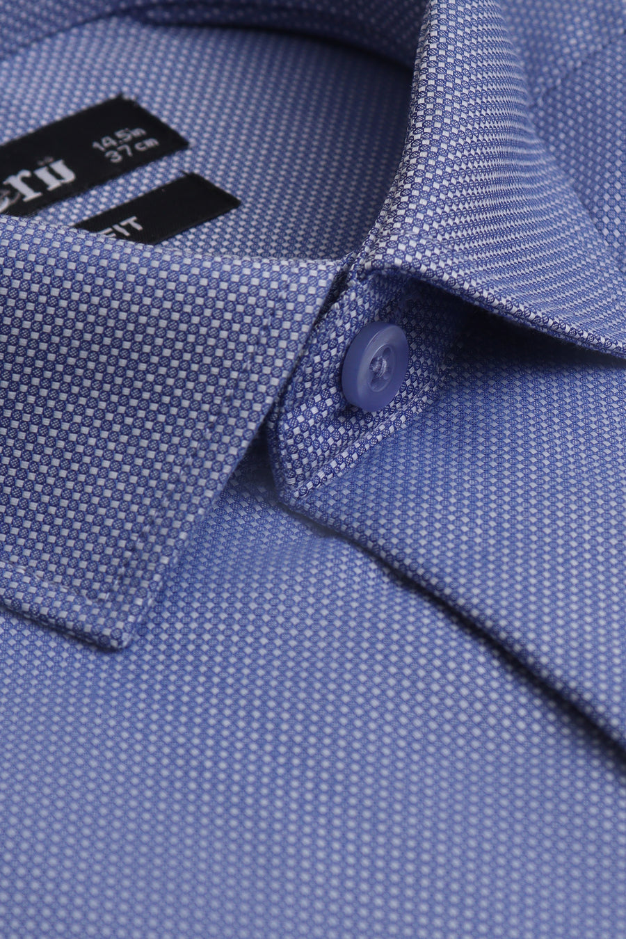 Blue Self Textured Slim Fit Dress Shirt - Made in Bangladesh