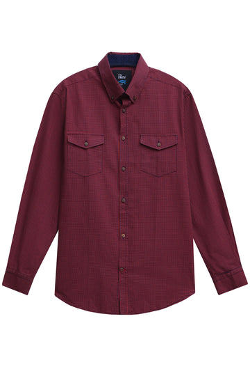Red & Navy Check Double Pocket Shirt