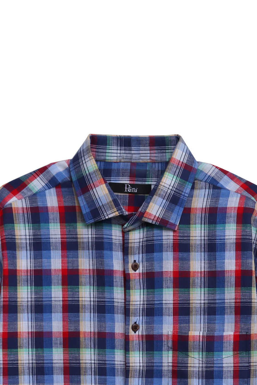 Red & Blue Cotton Linen Shirt