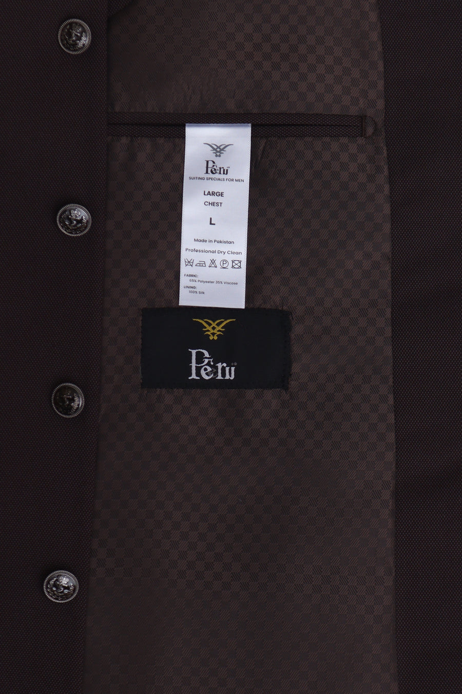 Classic Dark Brown Self Ban Collar Waistcoat