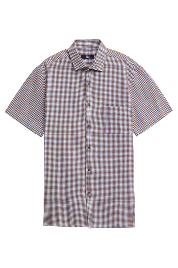 White & Brown Cotton Linen Shirt