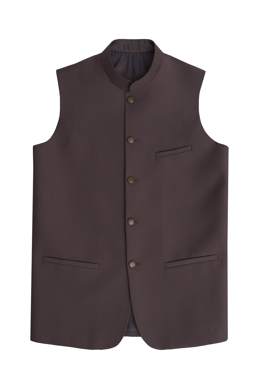 Classic Light Brown Ban Collar Waistcoat