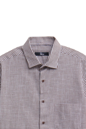 White & Brown Cotton Linen Shirt