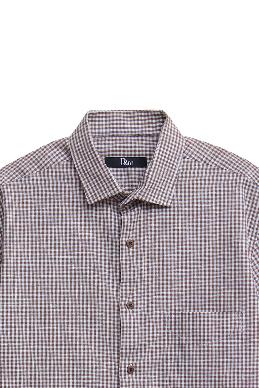 White & Brown Cotton Linen Shirt