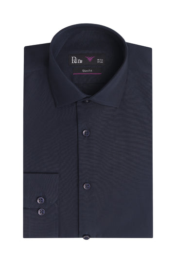 Navy Slim Fit Dress Shirt – Soft Luxury Finish
