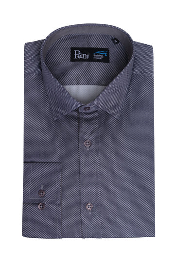 Grey Dotted Semi Formal Shirt
