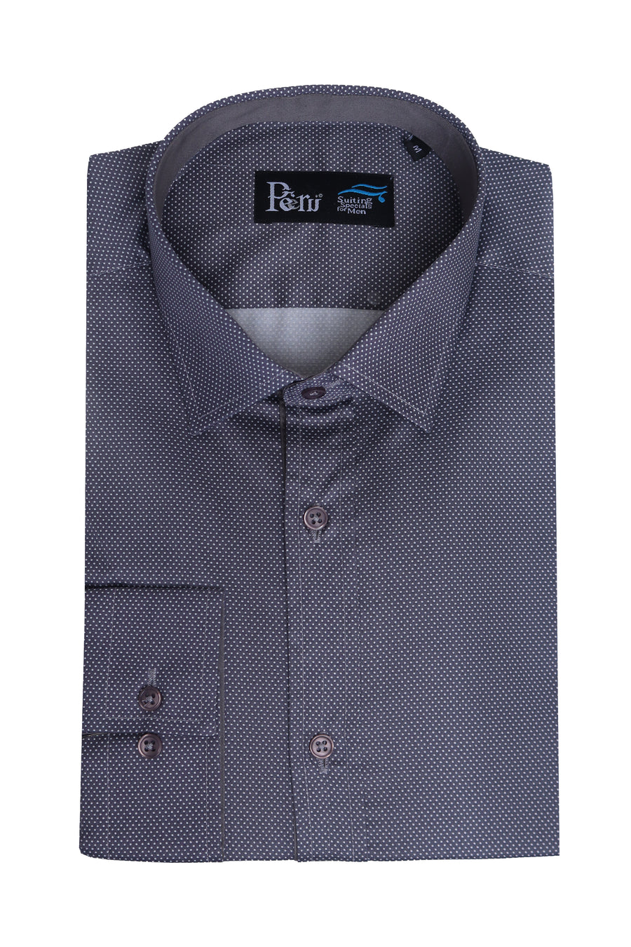 Grey Dotted Semi Formal Shirt