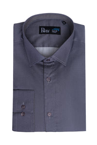 Grey Dotted Semi Formal Shirt