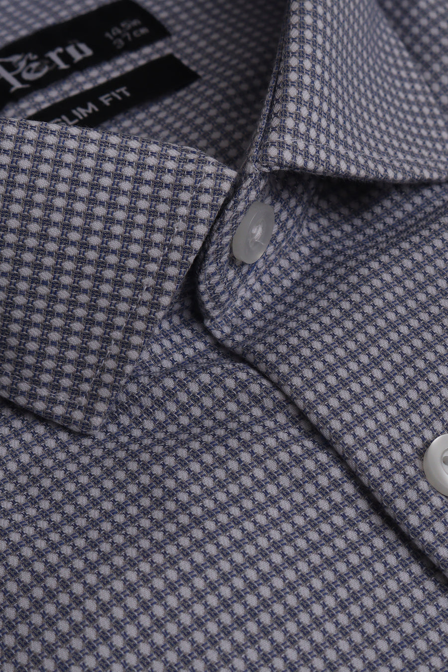 Light Grey Self Textured Slim Fit Dress Shirt - Made in Bangladesh