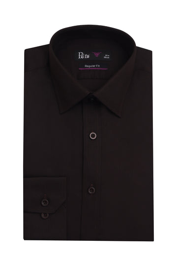 Dark Brown Regular Fit Dress Shirt – Soft Luxury Finish