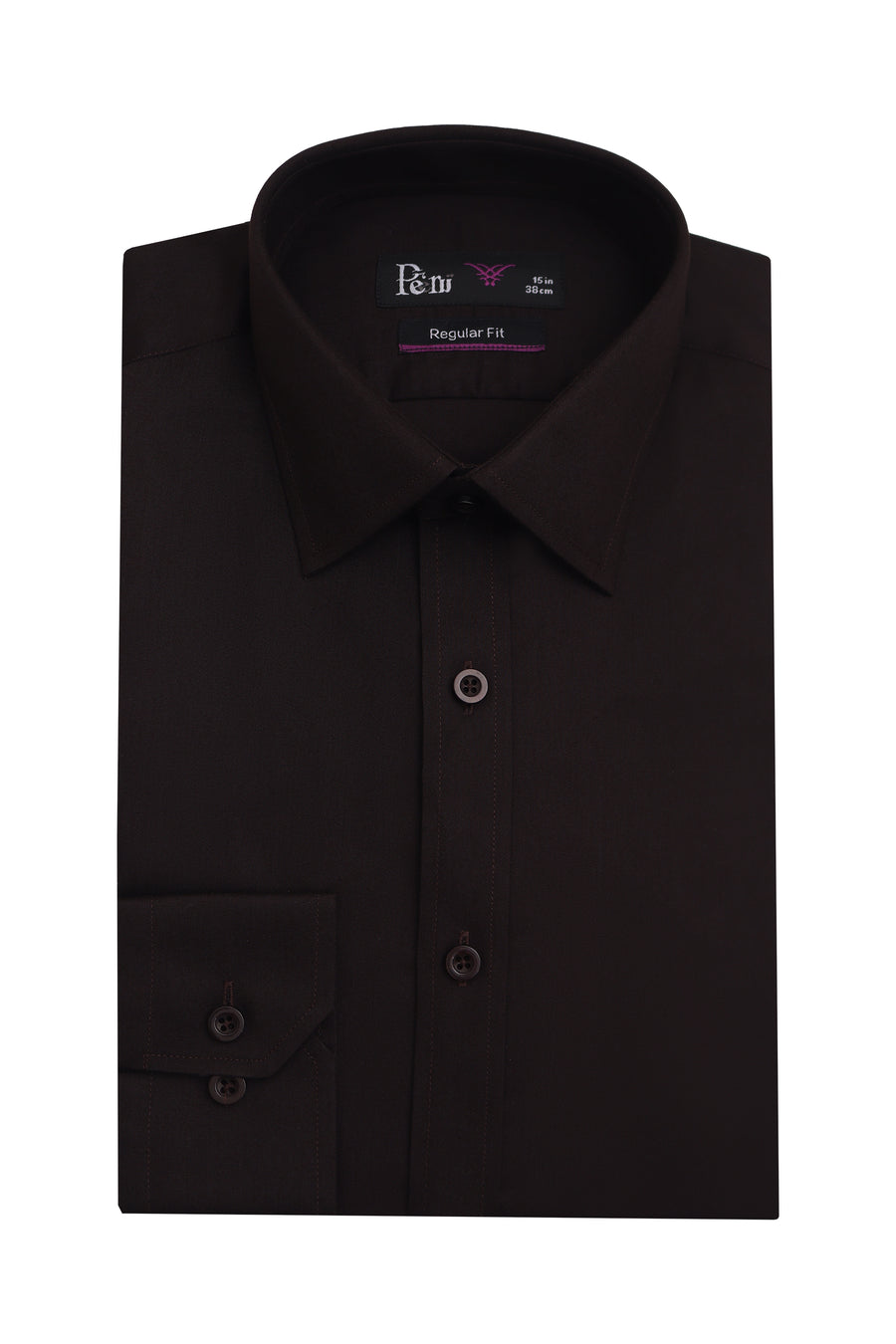 Dark Brown Regular Fit Dress Shirt – Soft Luxury Finish