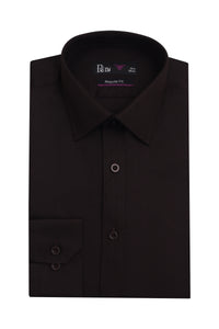 Dark Brown Regular Fit Dress Shirt – Soft Luxury Finish