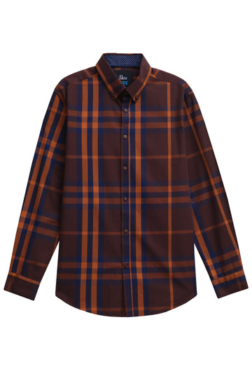 Classic Brown Check Button Down Shirt