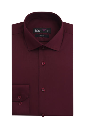 Burgundy Slim Fit Dress Shirt – Soft Luxury Finish