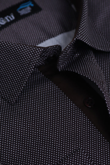 Brown Dotted Semi Formal Shirt