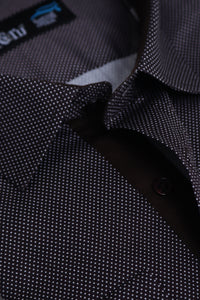 Brown Dotted Semi Formal Shirt