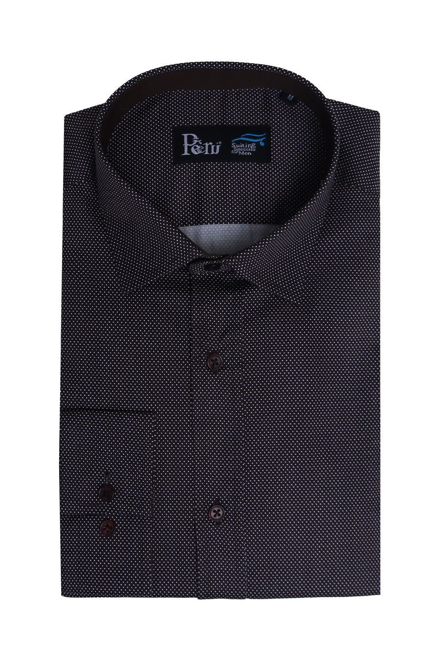 Brown Dotted Semi Formal Shirt