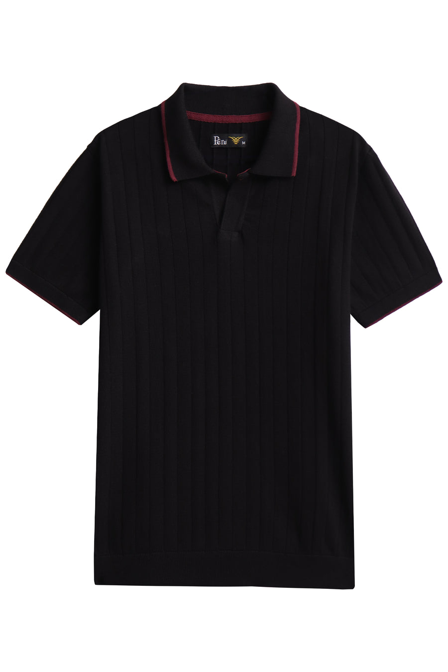 Black Drop Needle Knitted Polo