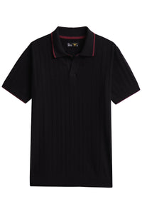 Black Drop Needle Knitted Polo