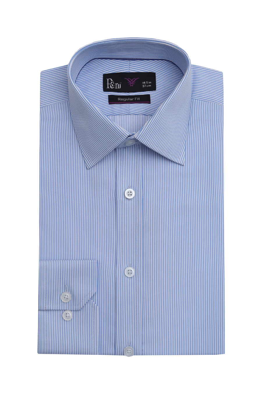 Blue & White Regular Fit Dress Shirt – Soft Luxury Finish